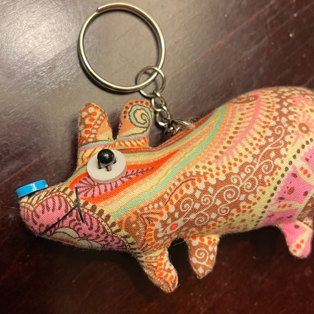 Colorful Patterned Pig Keychain - Picture 2 of 8